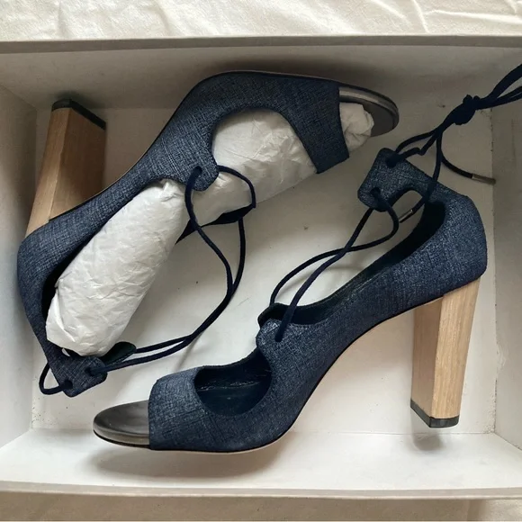 Jimmy Choo Navy Denim Heels - Picture 3 of 5